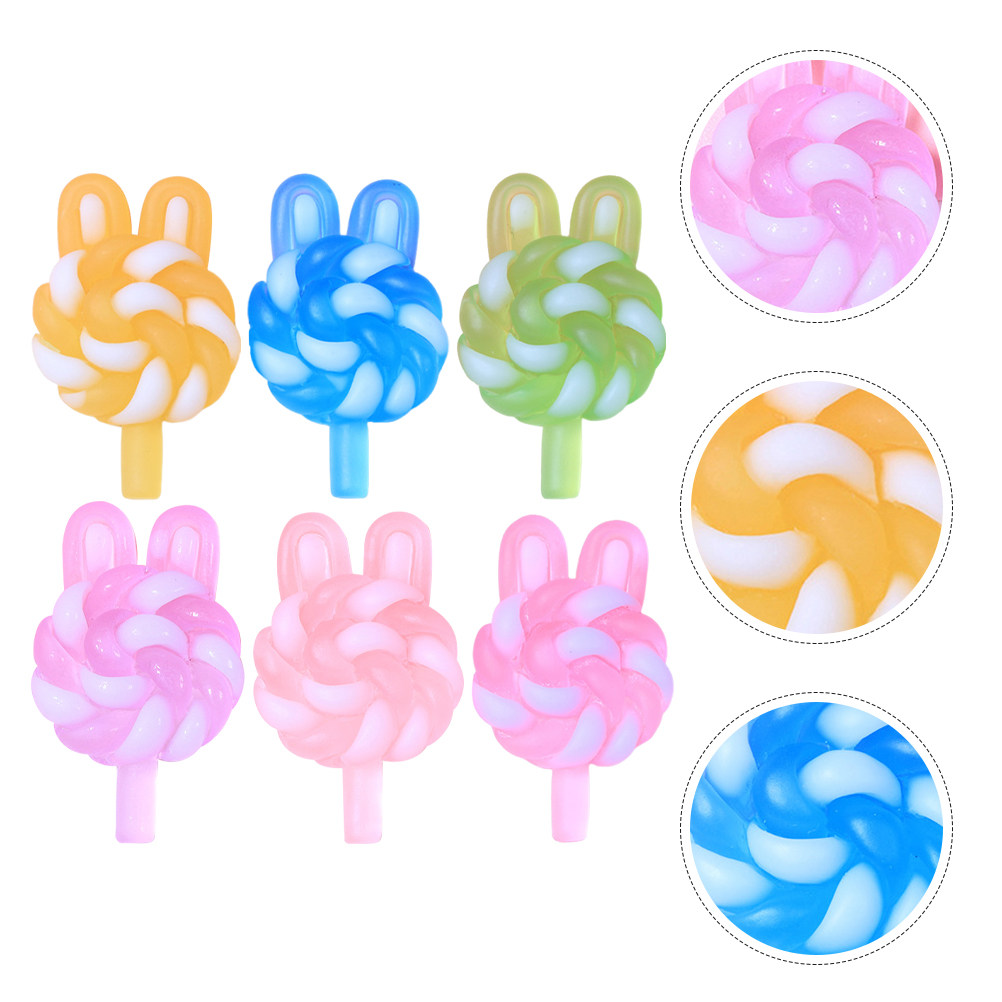 Resin Art Craft - 24 adet sevimli karikatür lolipop takılar