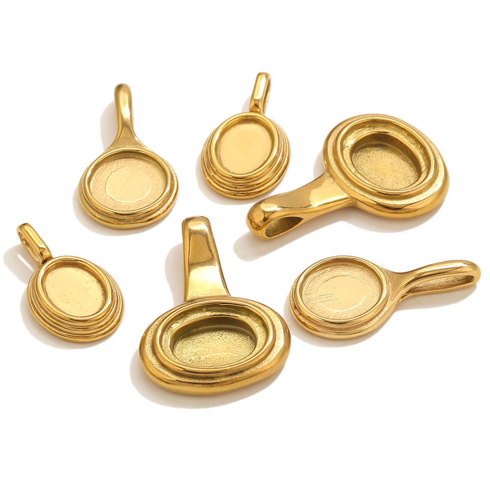 Bezels Pendant Resin - 5 adet Paslanmaz Çelik Yuvarlak Oval
