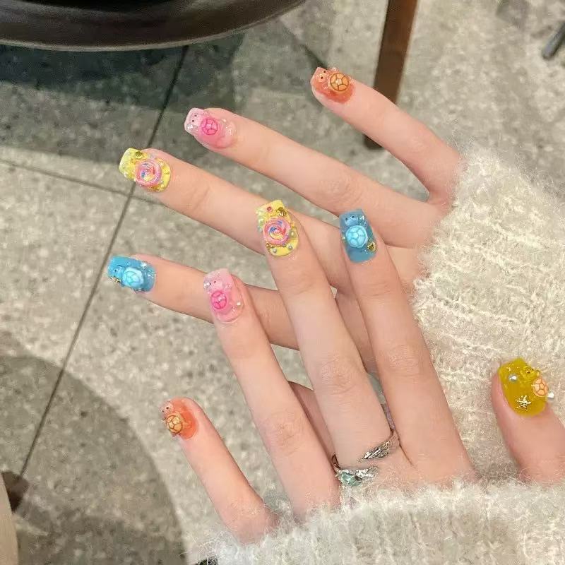 Resin Art Craft - 100 Mini Renkli Kaplumbağa Reçine Süsleri