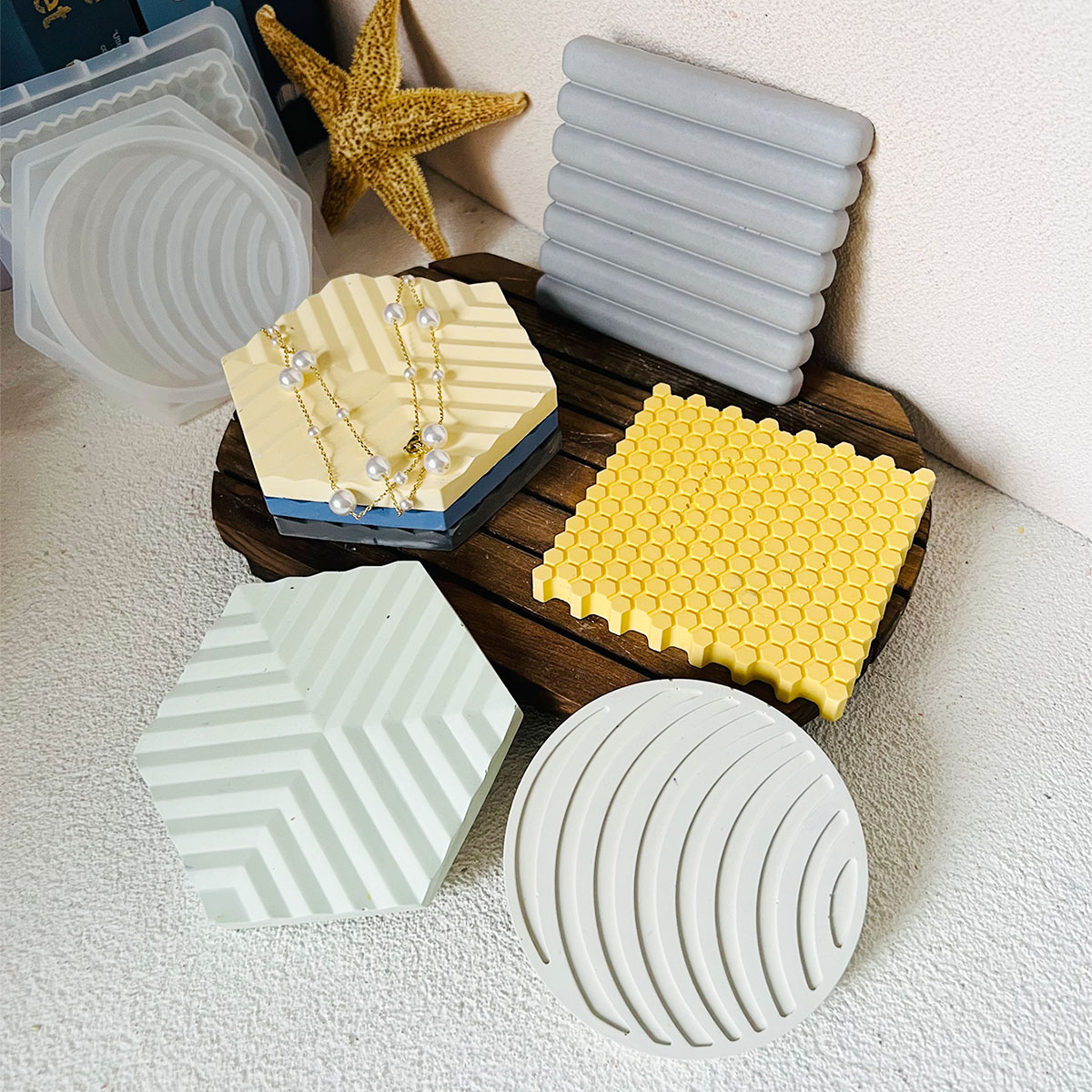 Tray Mold Rectangle - Petek Coaster Kalıp Dairesel Kar Tanesi