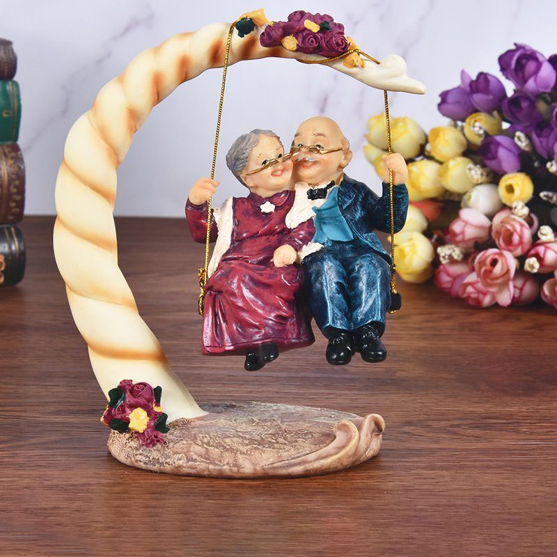 Resin Art Wedding Gift - Çin Salıncağı Yaşlı Çiftler Reçine Figürleri