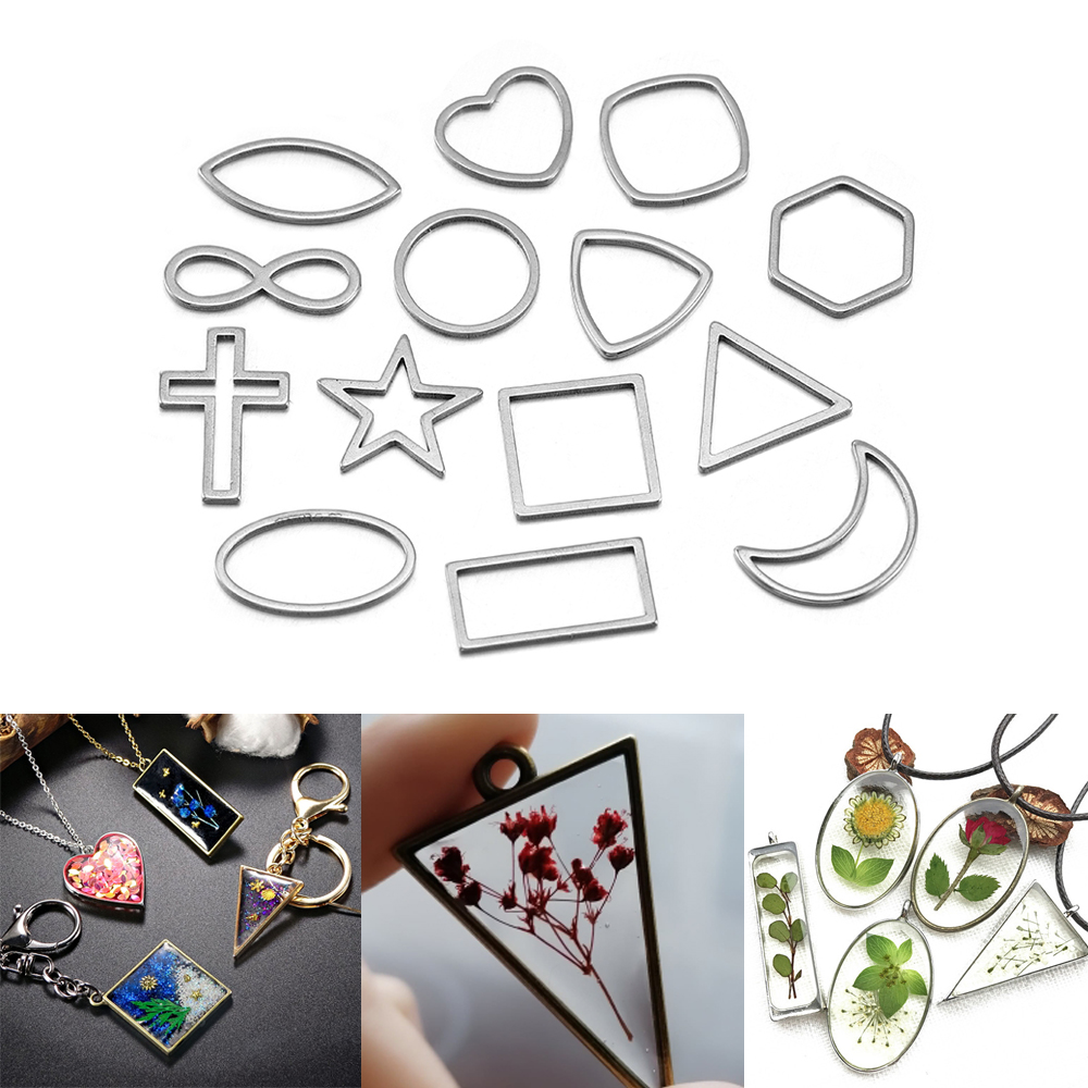 Bezels Pendant Resin - 30 adet/grup sınır kalıp geometrik Hollow