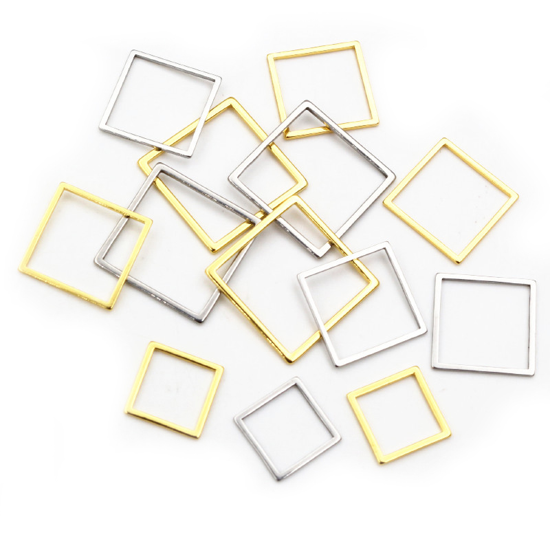 Bezels Pendant Resin - 20pcs 3 boyutu kare Charm altın
