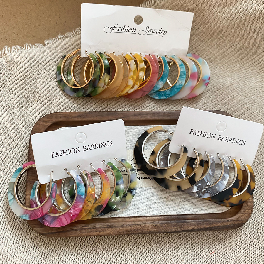 Resin Art Ring - Moda Büyük Daire Akrilik küpe seti