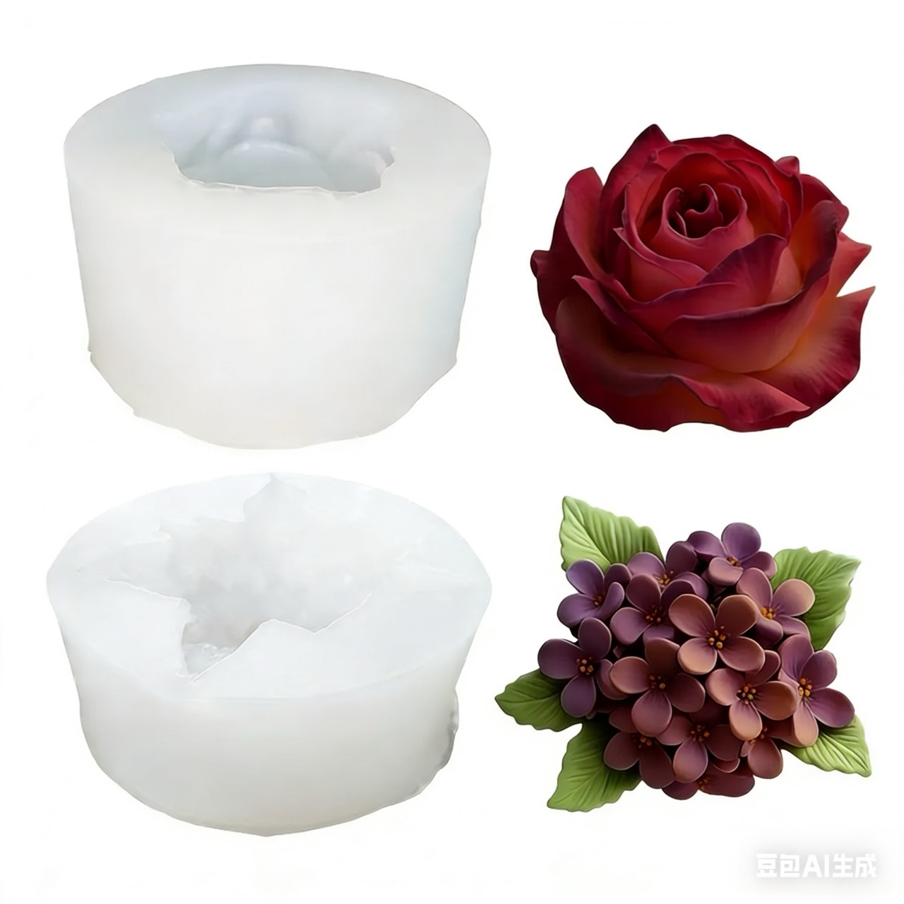Resin Art Wedding Gift - 2 Adet 3D Gül Leylak Çiçeği