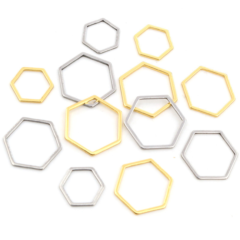 Bezels Pendant Resin - 20pcs 3 boyutu poligon Charm altın
