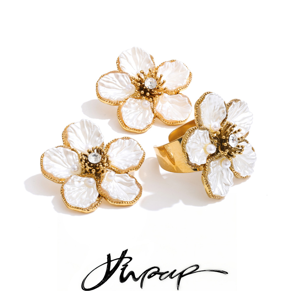Resin Art Ring - Yhpup Popüler Paslanmaz Çelik Reçine İnciler
