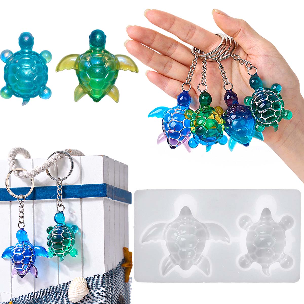 Resin Art Glue - 3D Deniz Kaplumbağası Anahtarlık Silikon Kalıp