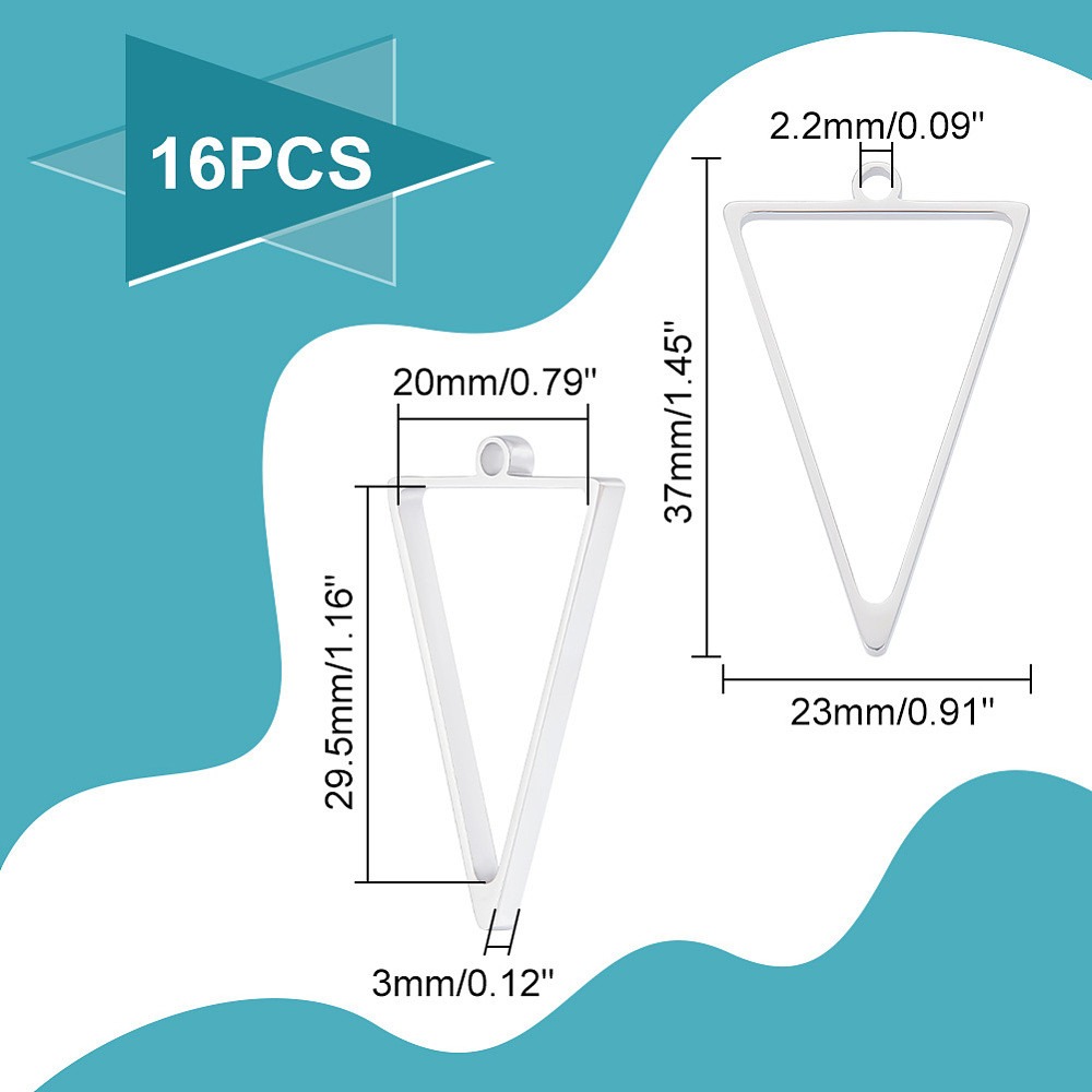 16 Adet Paslanmaz Çelik Üçgen  - Bezels Pendant Resin incelemesi ve fiyatı