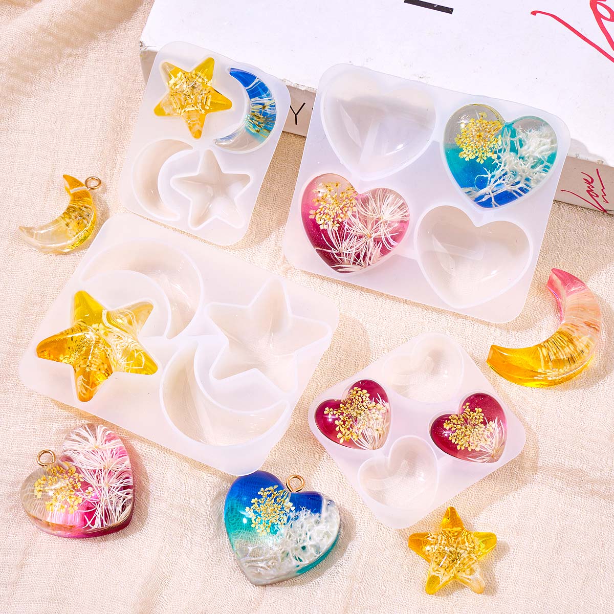 Kalp Yıldız Ay Kolye silikon k - Resin Art Glue incelemesi ve fiyatı
